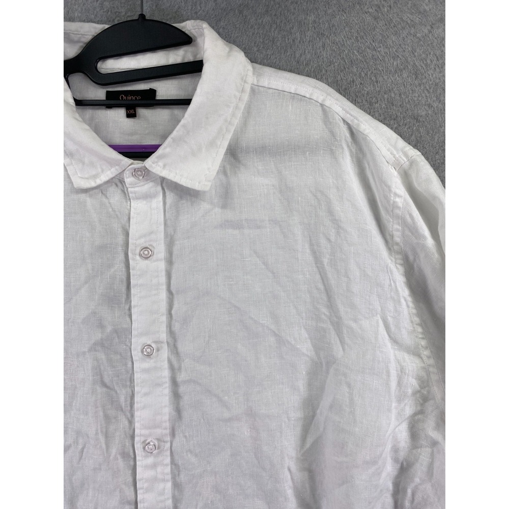 Quince 100% White Linen Shirt Mens 2XL Long Sleeve Button Preppy Casual Beach
